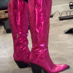 Pink Knee-High Women's Cowboy Boots